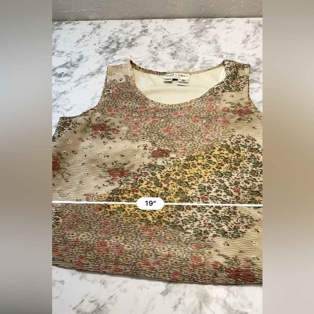 Vintage Betsy’s Things Abstract Floral Sleeve Top Size 14 XLArge - Picture 5 of 14